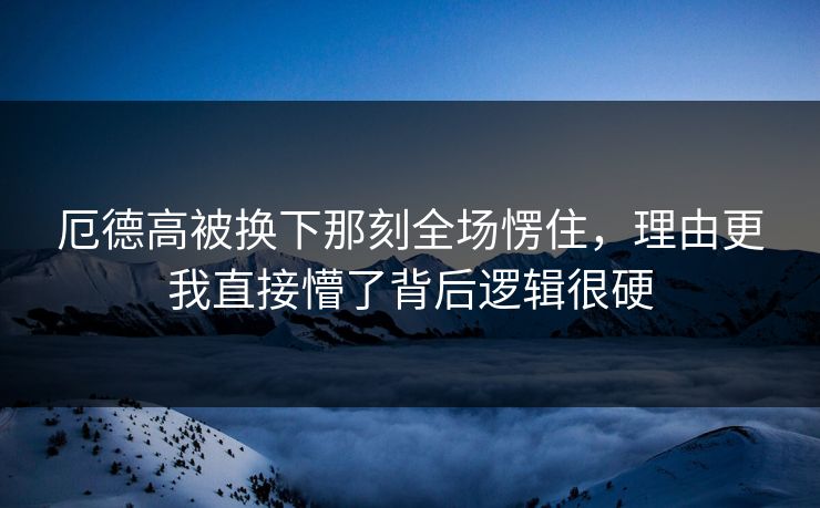厄德高被换下那刻全场愣住，理由更我直接懵了背后逻辑很硬