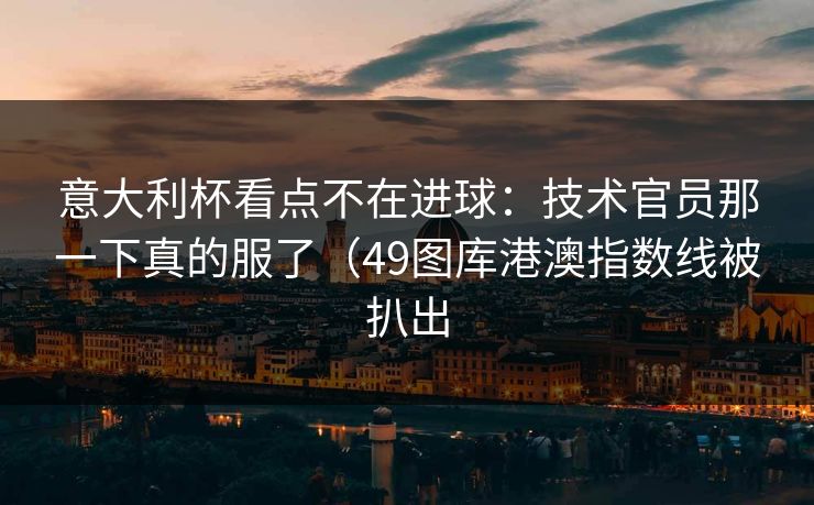 意大利杯看点不在进球：技术官员那一下真的服了（49图库港澳指数线被扒出